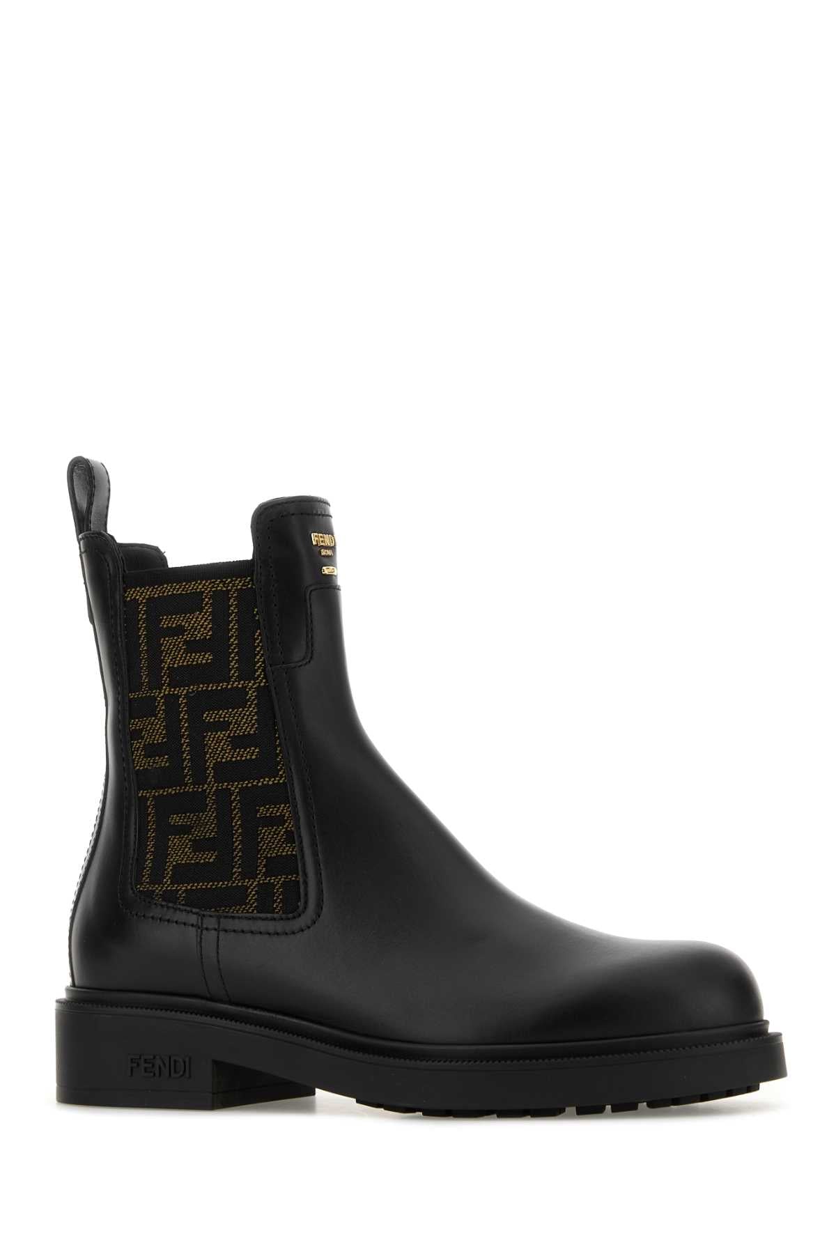 Fendi Women Black Leather Fendi Filo Ankle Boots FENDI