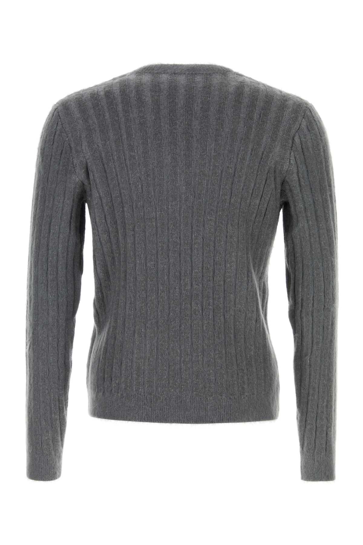 Fendi Men Dark Grey Stretch Mohair Blend Sweater FENDI