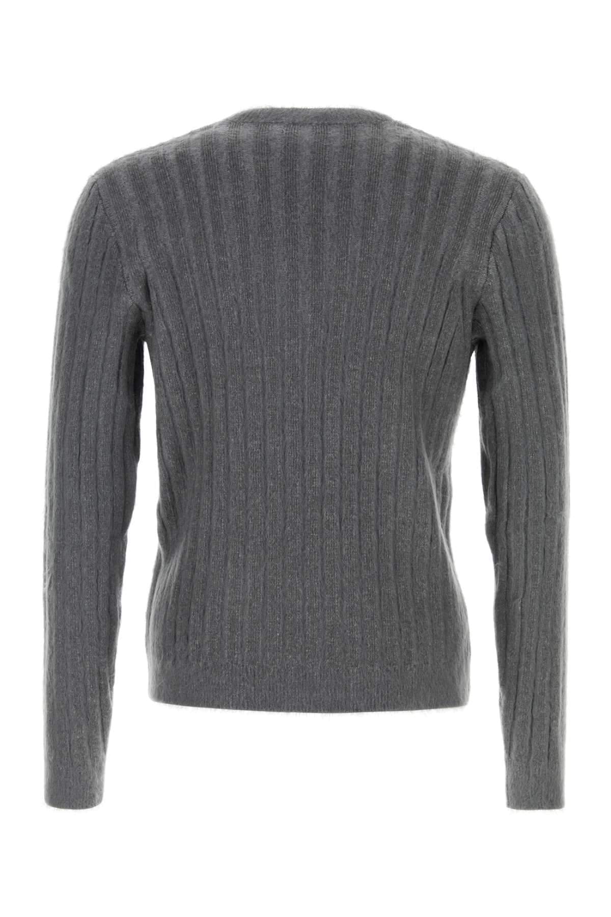 Fendi Men Dark Grey Stretch Mohair Blend Sweater FENDI