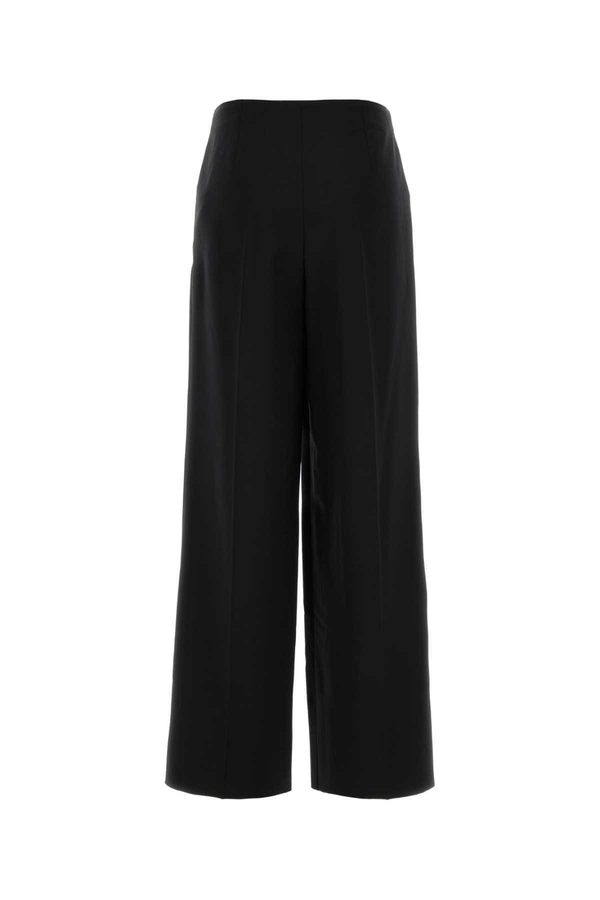 Fendi Women Black Wool Blend Wide-Leg Pant FENDI