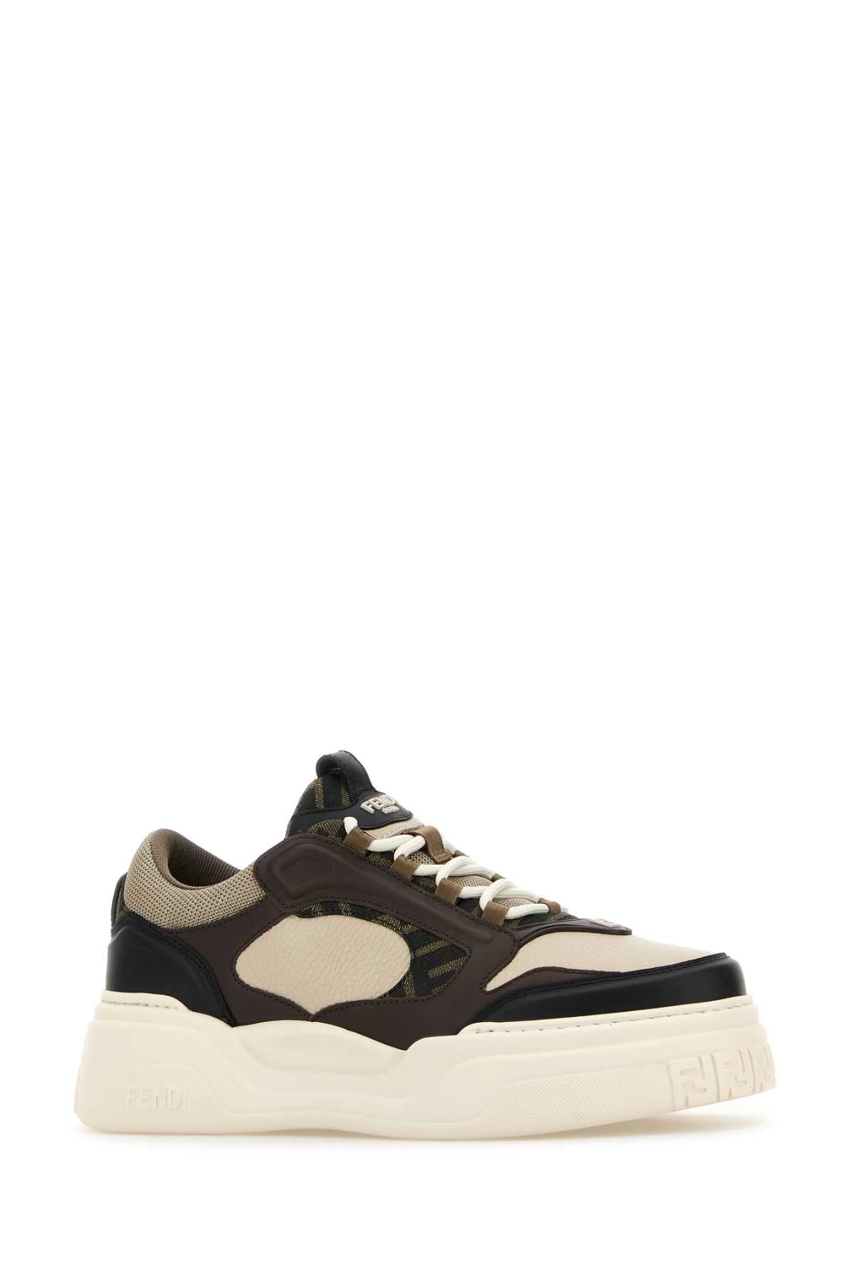 Fendi Men Multicolor Leather And Canvas Fendi Force Sneakers FENDI