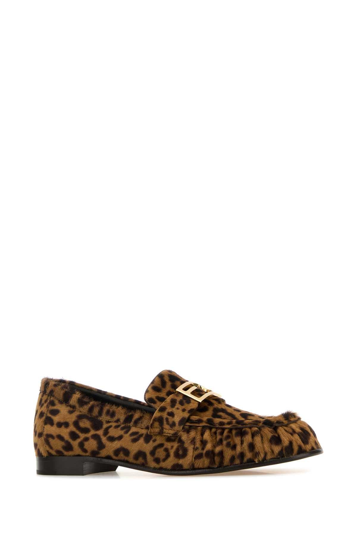 Fendi Women Printed Calf Hair Baguette Loafers FENDI