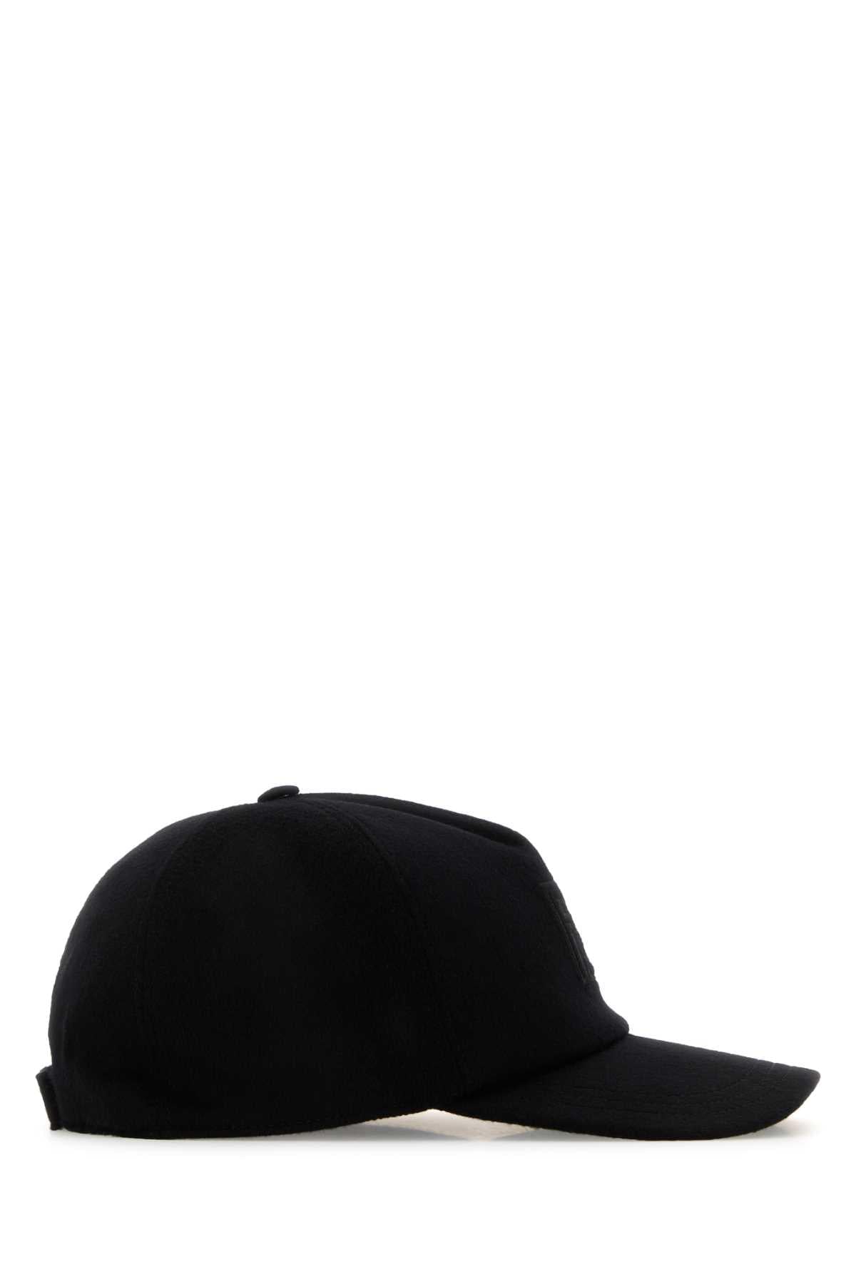 Fendi Men Black Wool Blend Baseball Hat FENDI