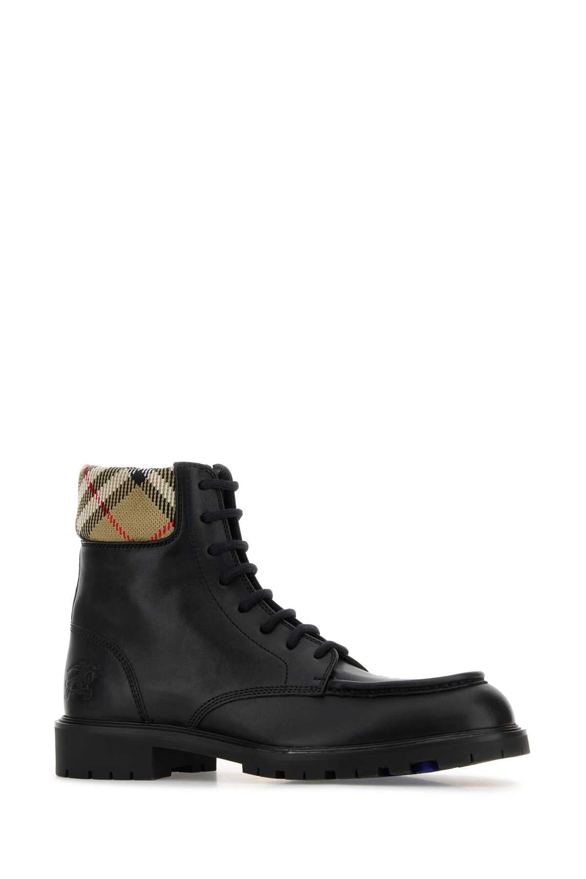 Burberry Men Black Leather Ankle Boots BURBERRY