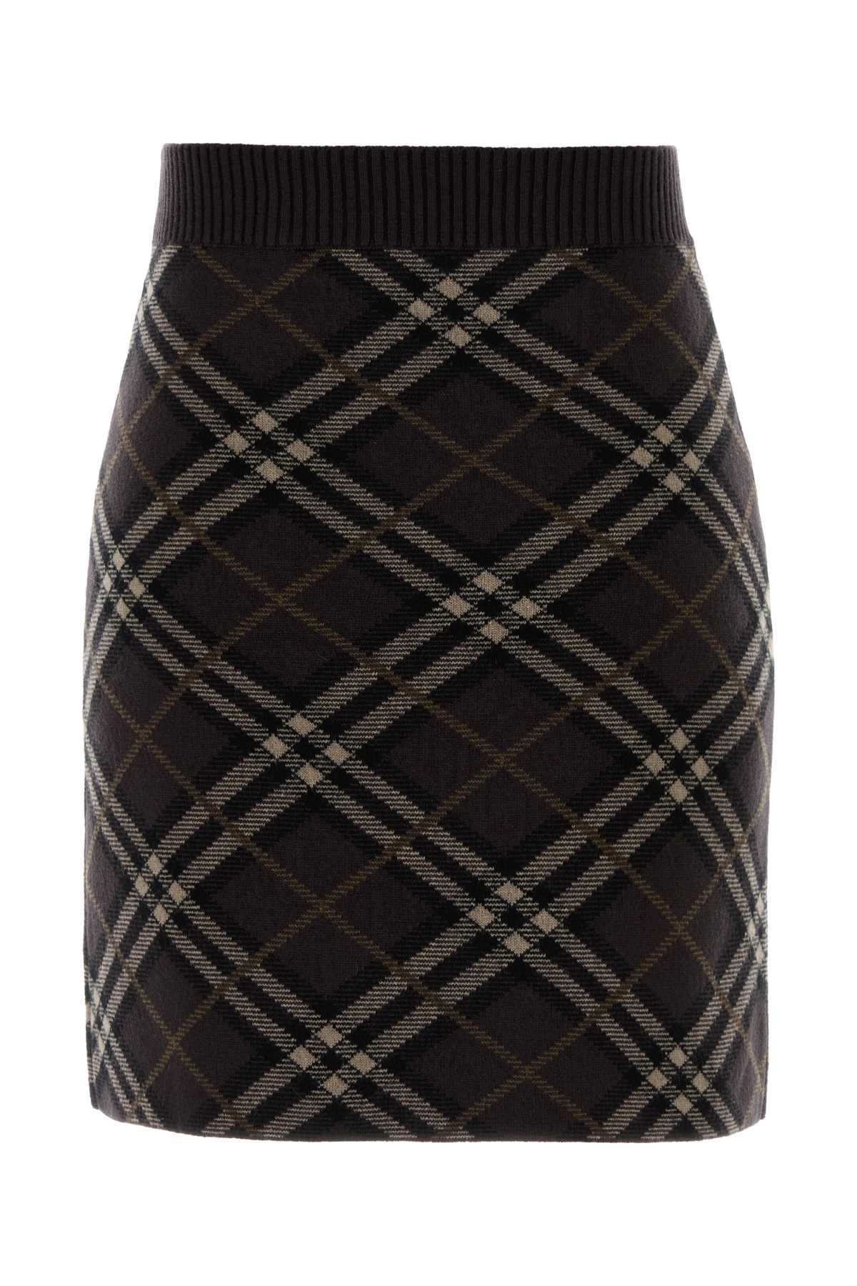 Burberry Women Embroidered Stretch Wool Blend Mini Skirt BURBERRY