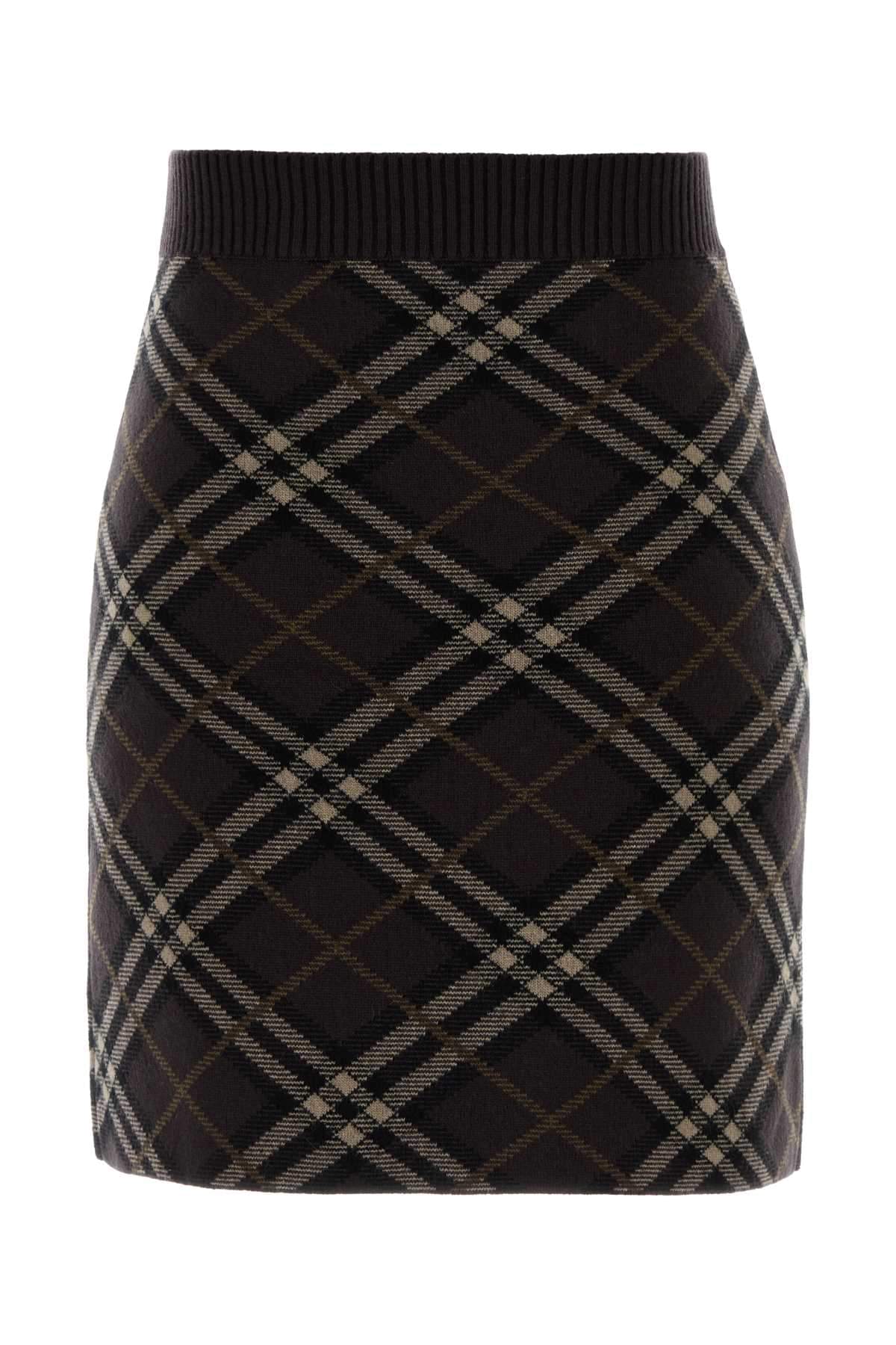 Burberry Women Embroidered Stretch Wool Blend Mini Skirt BURBERRY