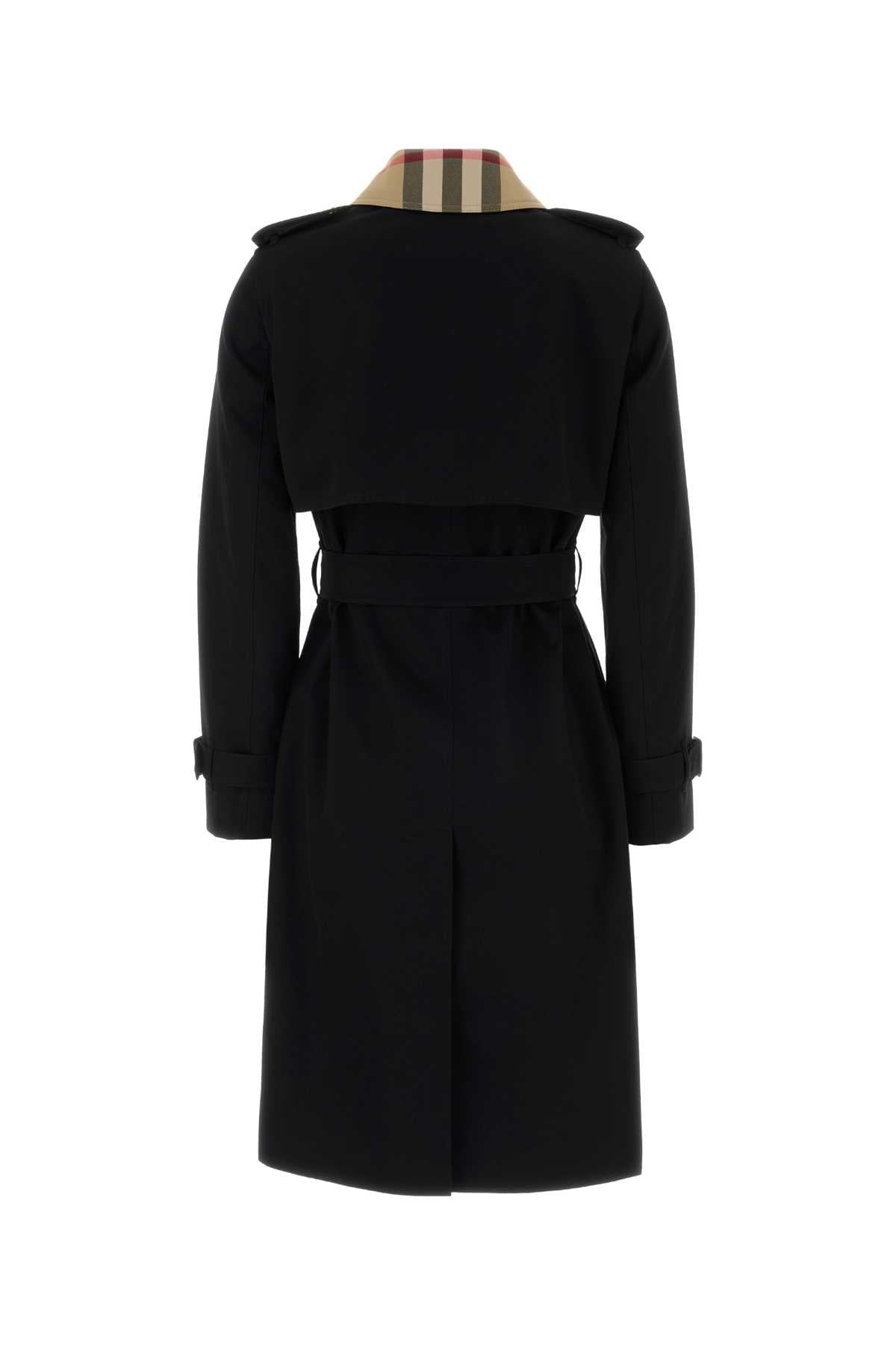 Burberry Women Black Cotton Trench Coat BURBERRY