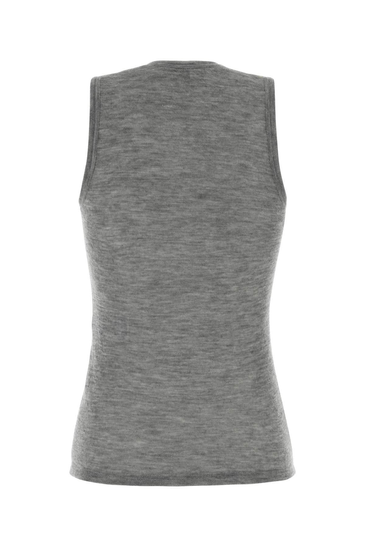 Saint Laurent Women Melange Grey Cashmere Tank Top SAINT LAURENT
