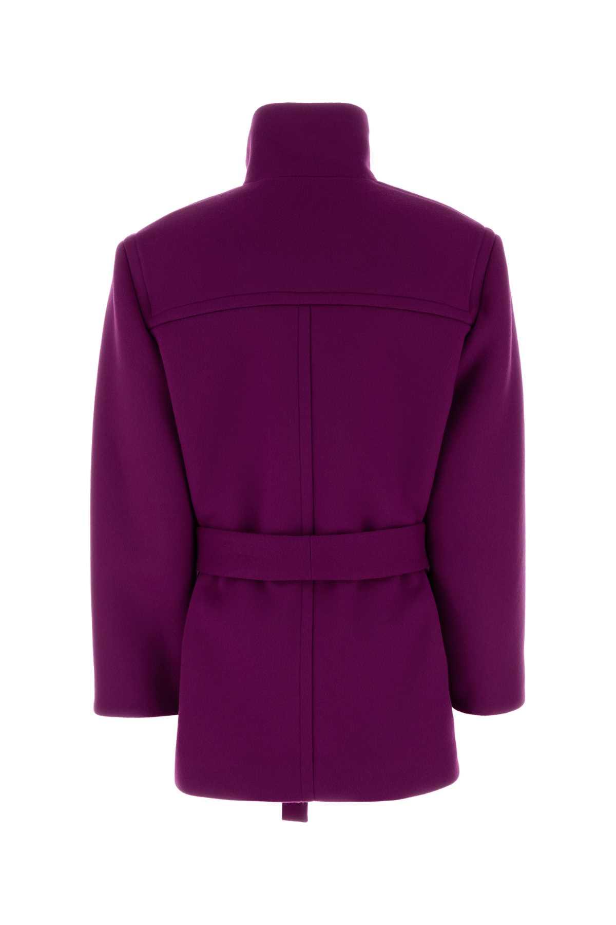 Saint Laurent Women Tyrian Purple Wool Coat