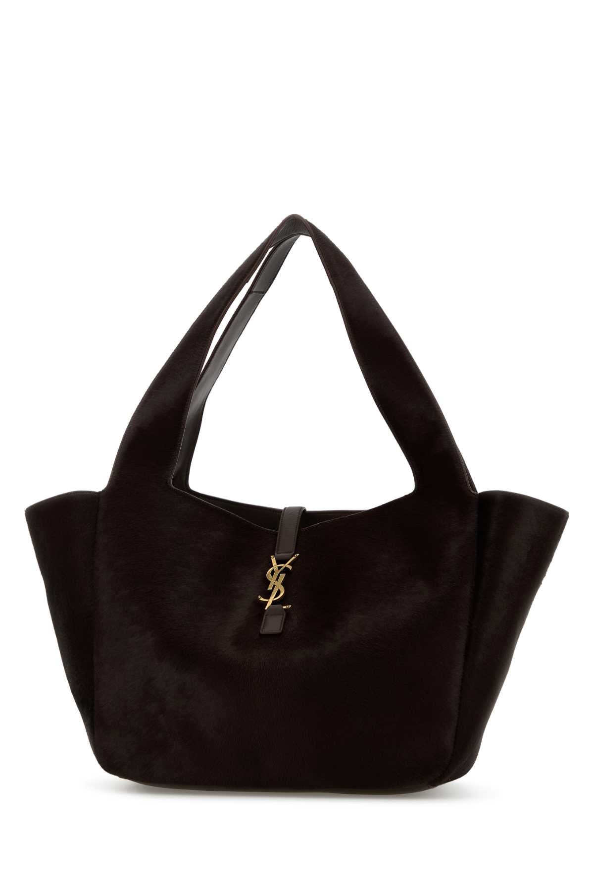 Saint Laurent Women Chocolate Calf Hair Le 5 Ã 7 Bea Shopping Bag SAINT LAURENT
