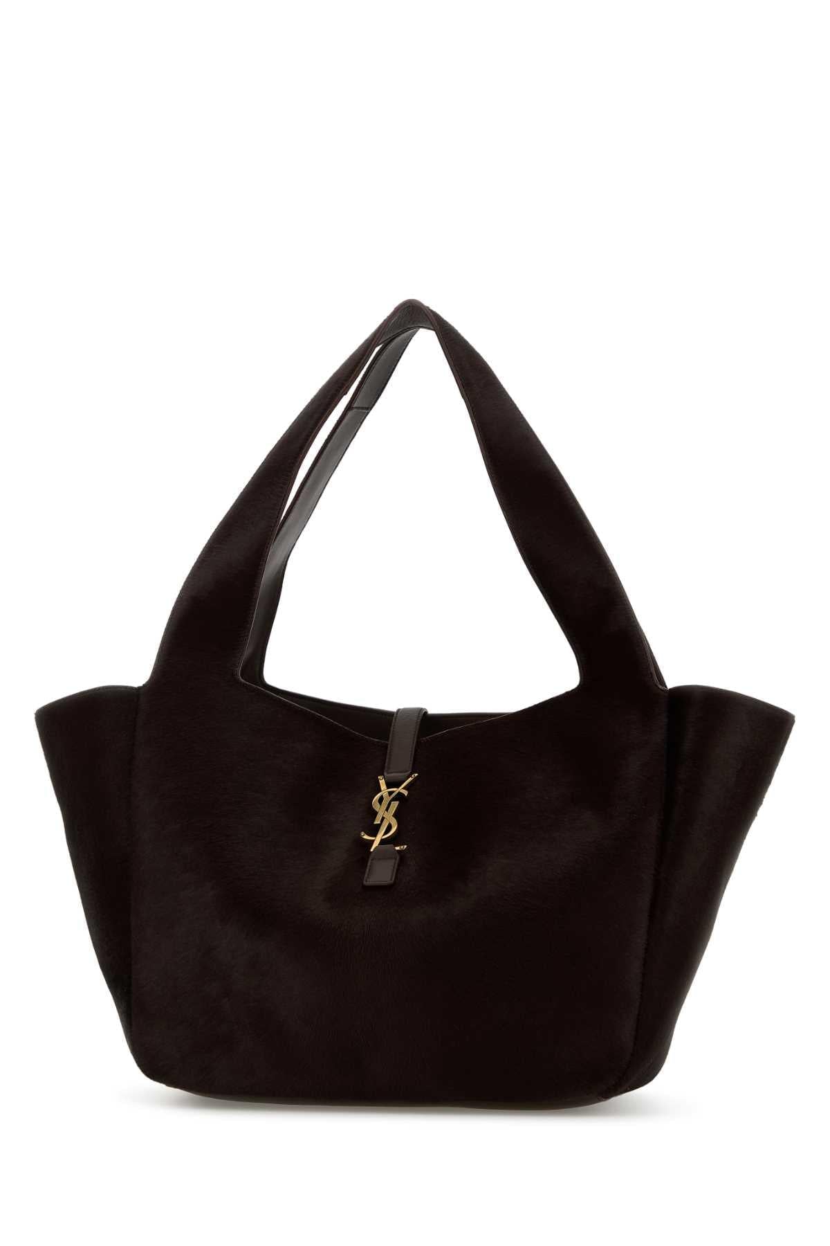 Saint Laurent Women Chocolate Calf Hair Le 5 Ã 7 Bea Shopping Bag SAINT LAURENT