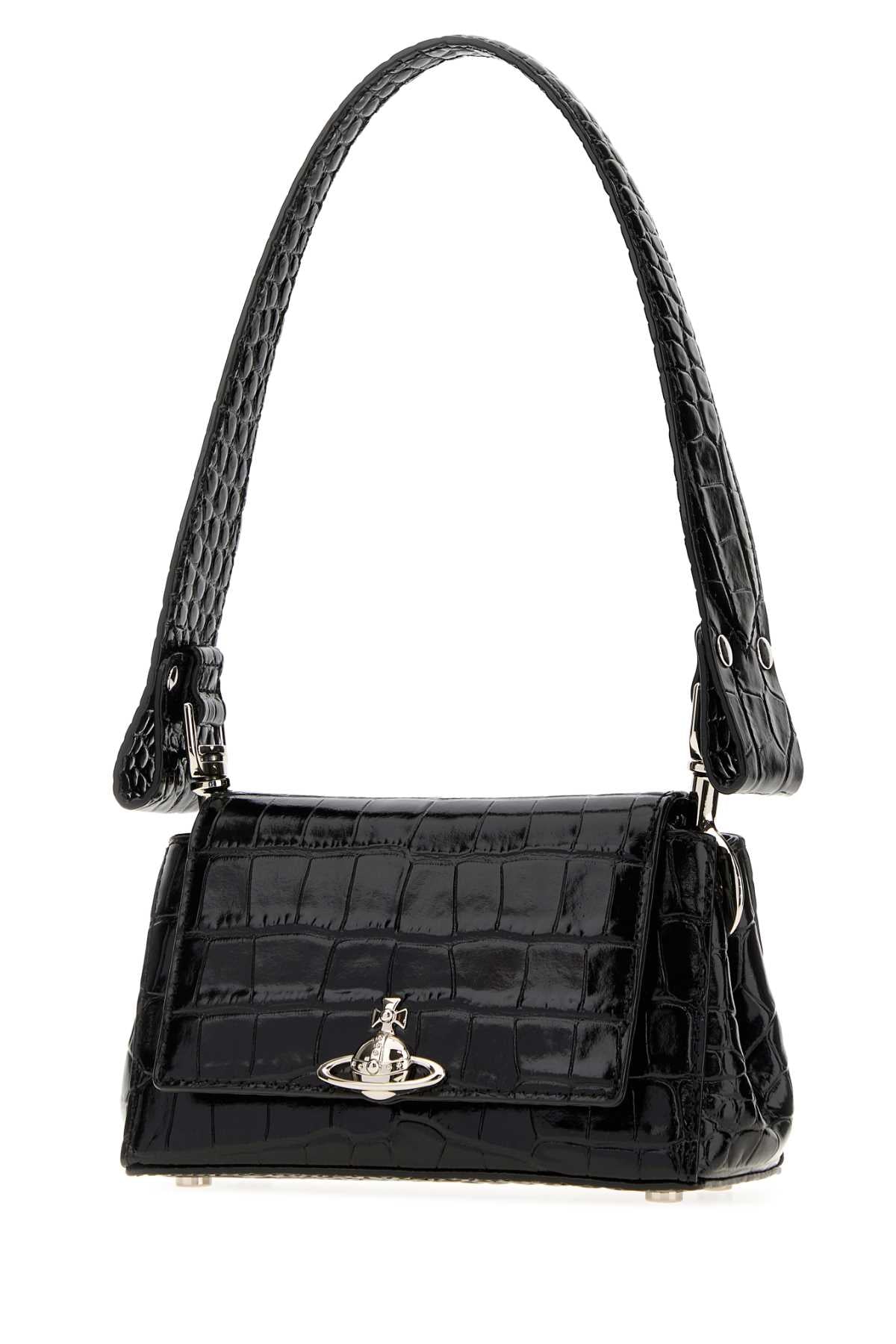 Vivienne Westwood Women Black Leather Small Hazel Shoulder Bag VIVIENNE WESTWOOD