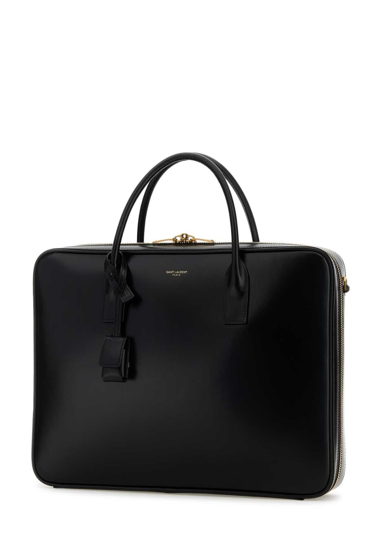 Saint Laurent Men Black Leather Large Sac De Jour Handbag SAINT LAURENT