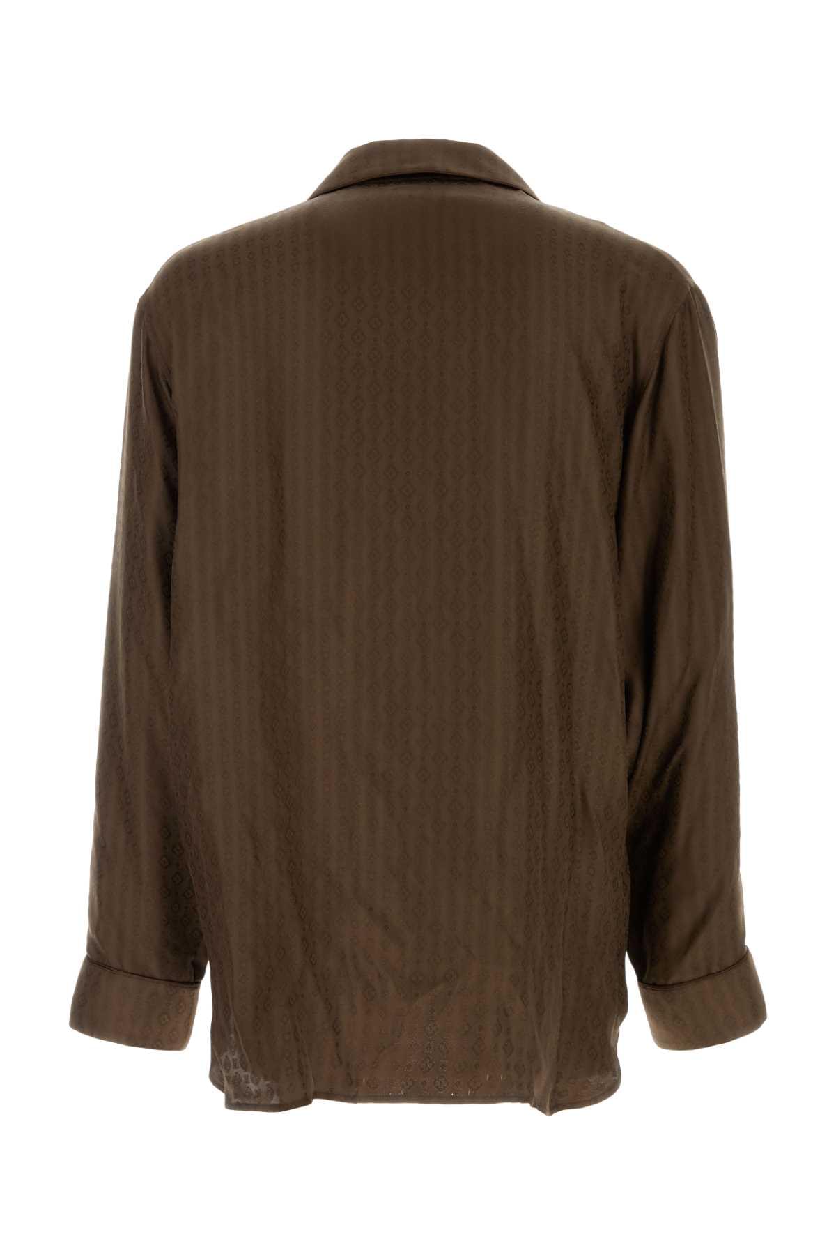 Saint Laurent Men Brown Silk Shirt SAINT LAURENT