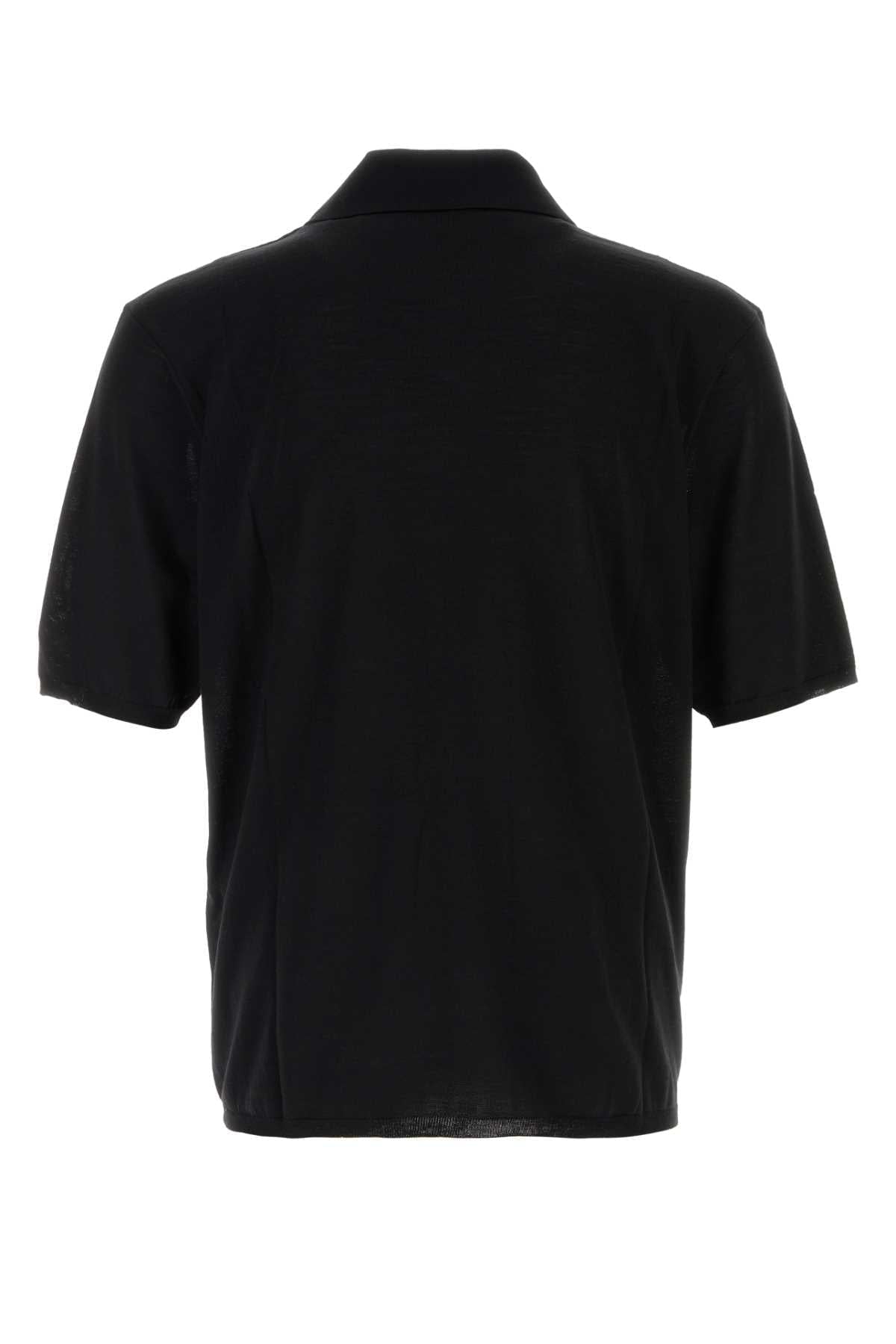 Saint Laurent Men Black Wool Polo Shirt