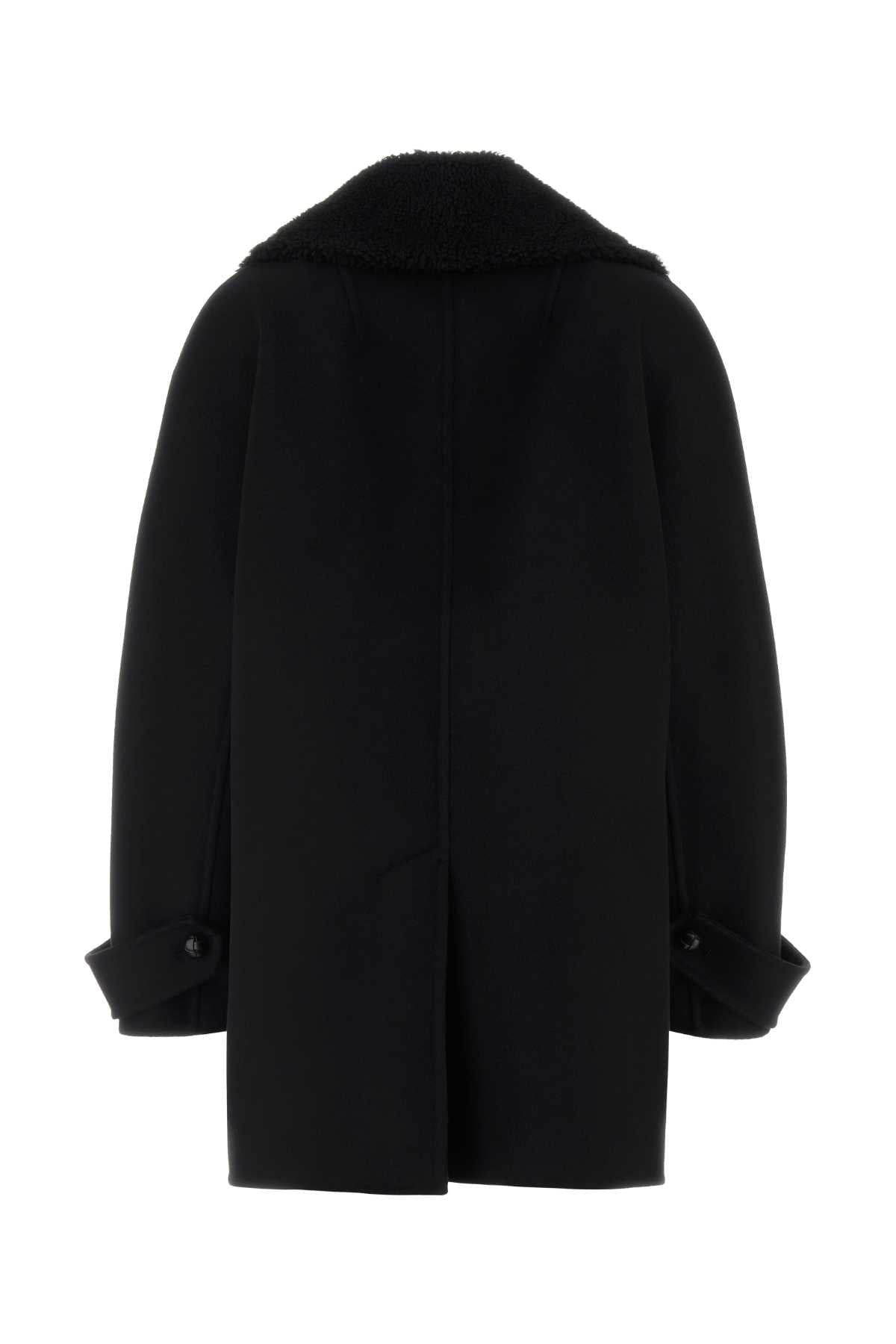 Ermanno Scervino Women Black Wool Coat ERMANO SCERVINO