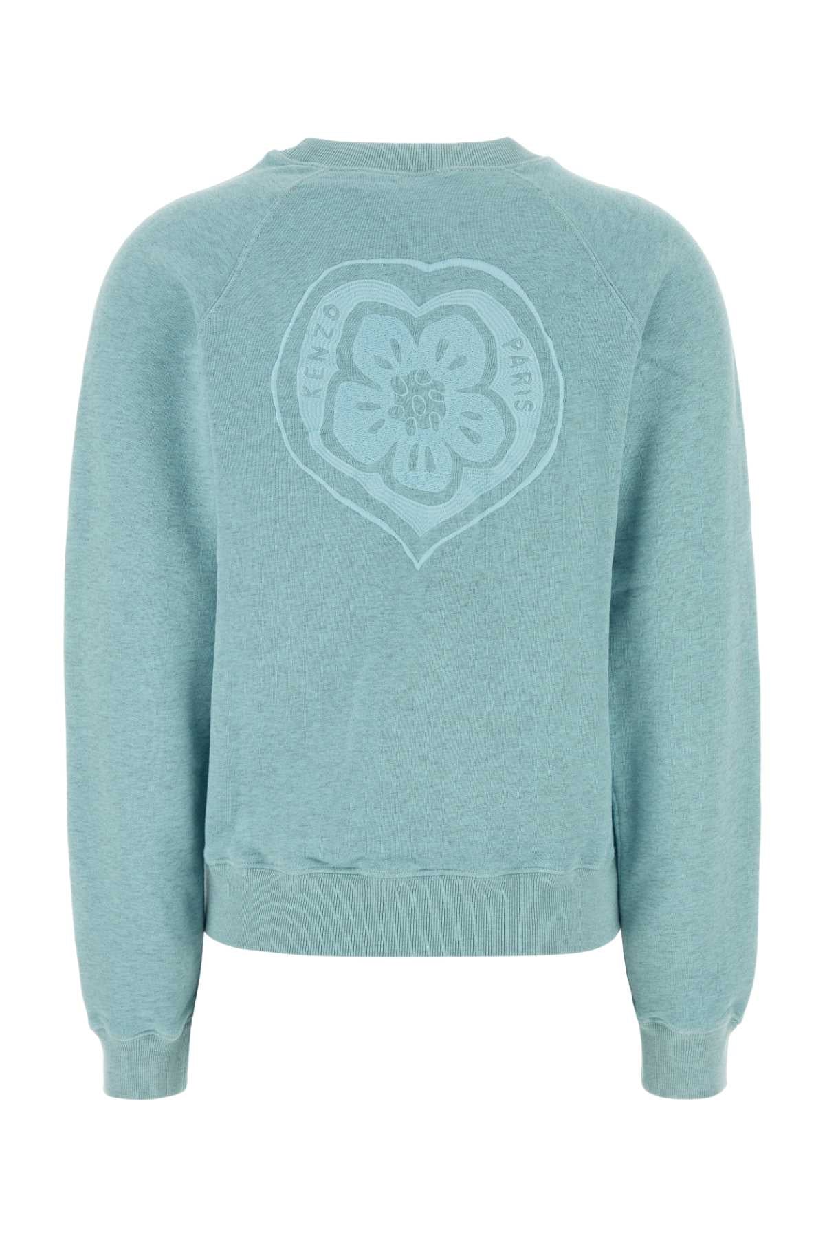 Kenzo Women Melange Light-Blue Cotton Sweatshirt KENZO