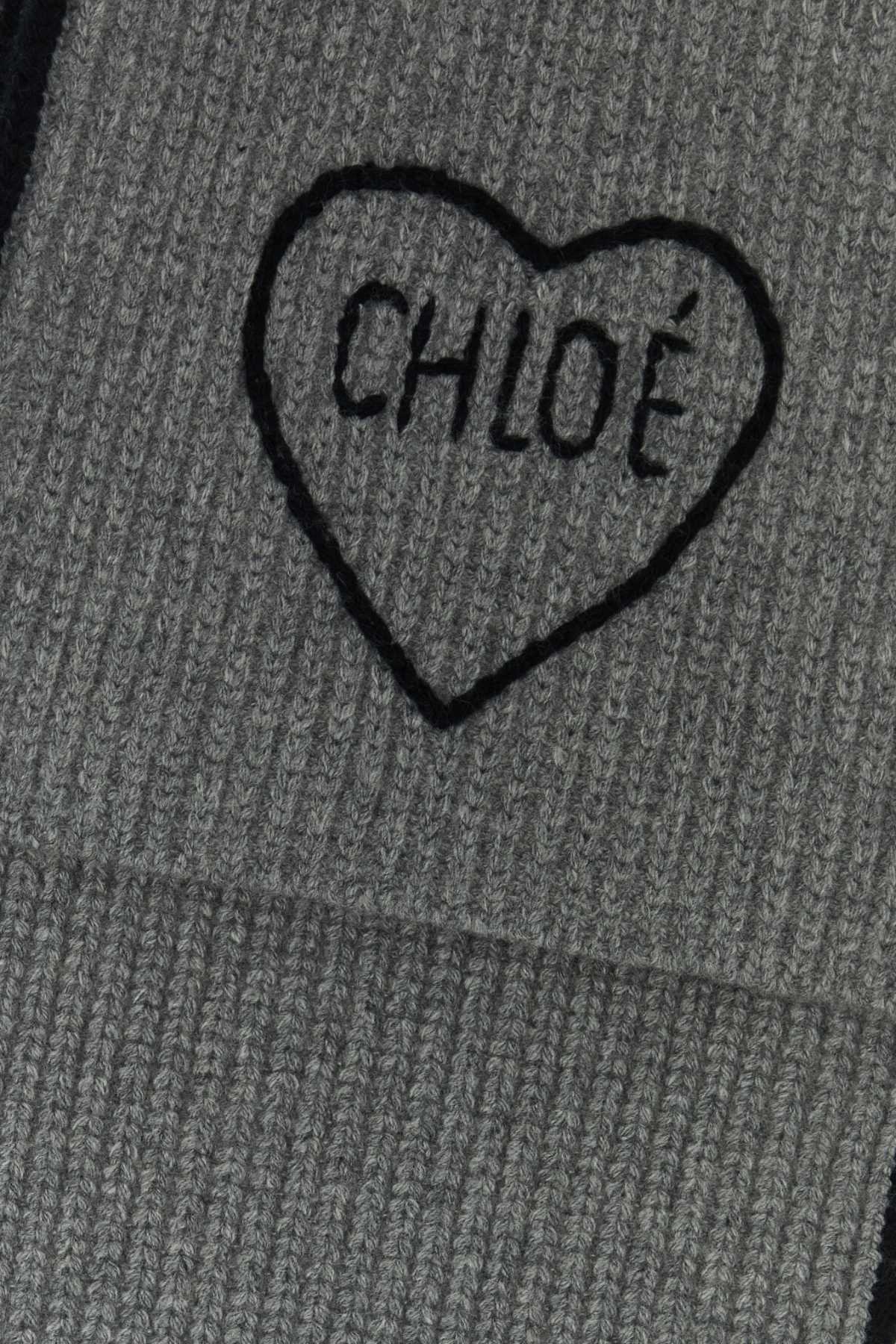 Chloe Women Grey Wool Chloe Encoeur Scarf CHLOE