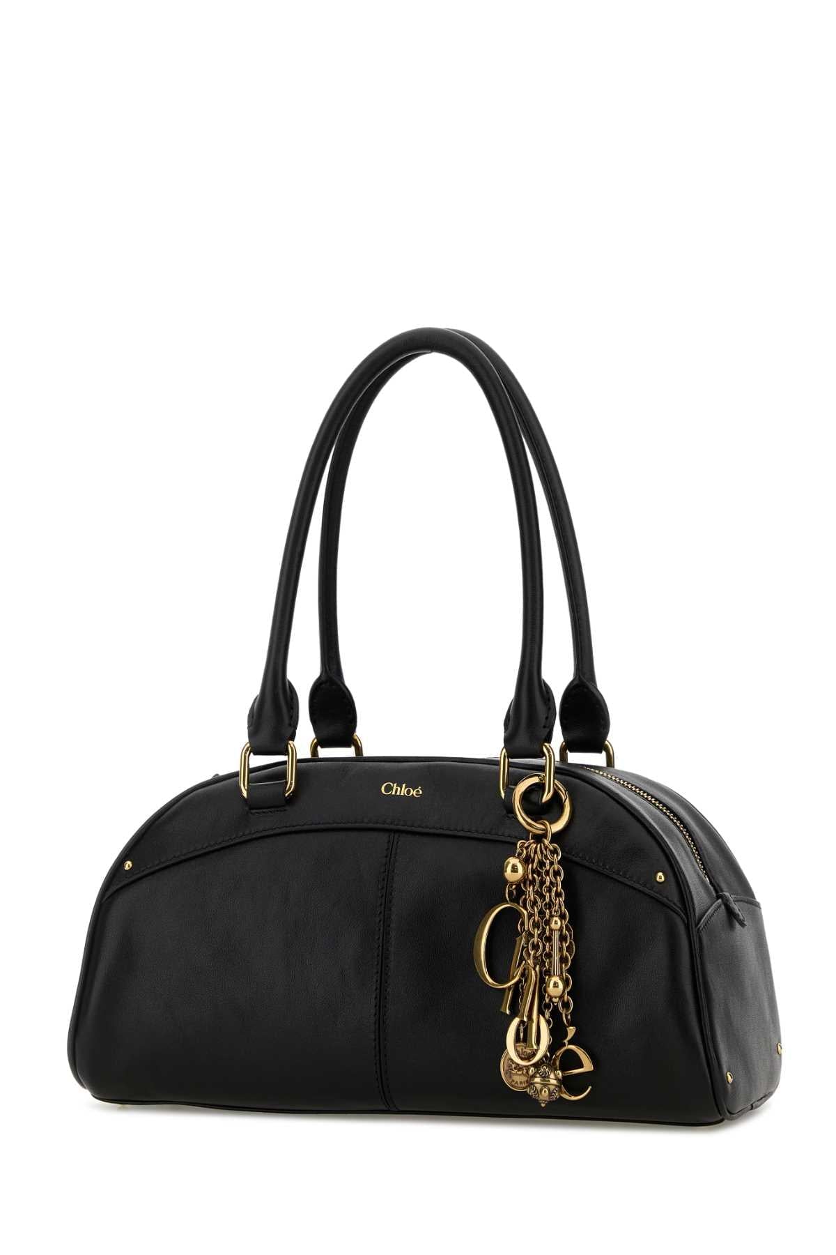 Chloe Women Black Leather Bowling Handbag CHLOE