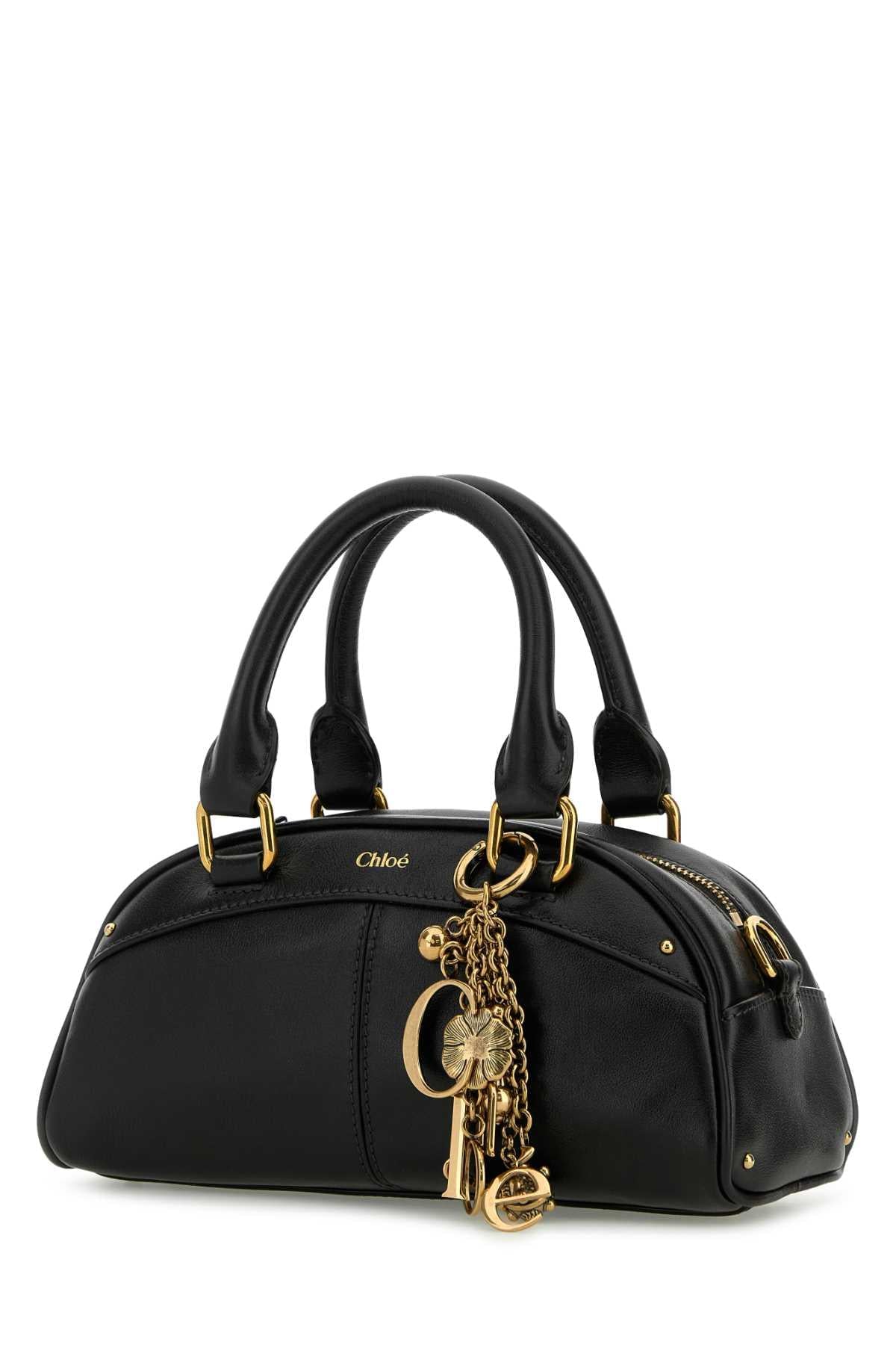 Chloe Women Black Small Leather Bowling Chloe Small Handbag