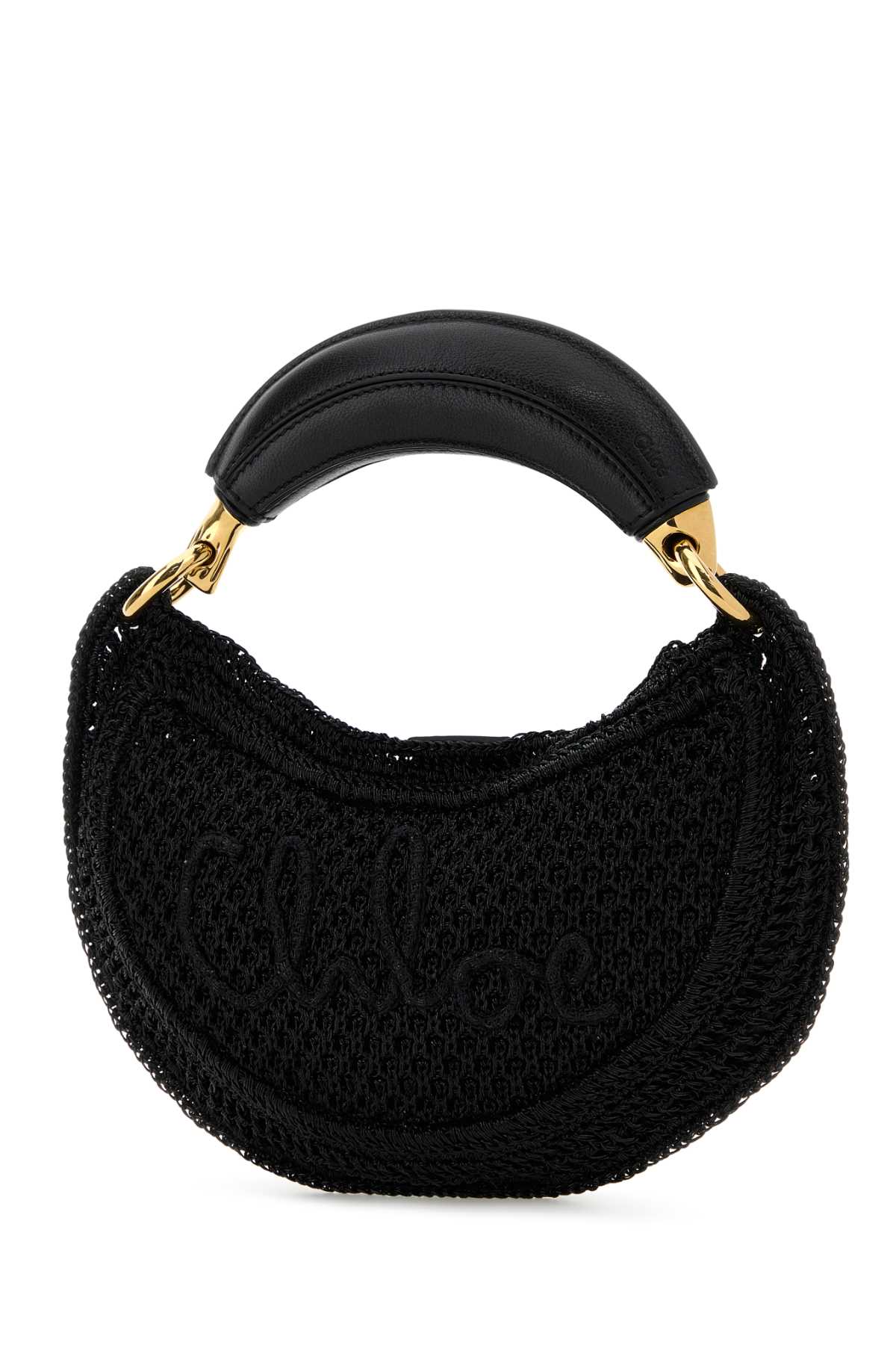 Chloe Women Black Raffia Mini Summer Banana Handbag CHLOE