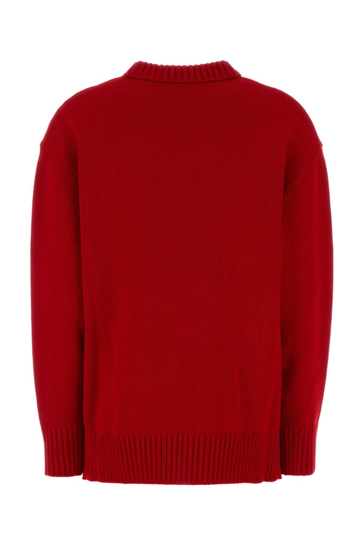 Prada Women Red Wool Oversize Sweater PRADA