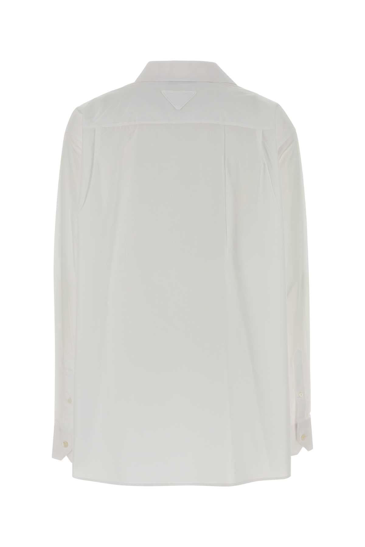 Prada Women White Poplin Oversize Shirt PRADA