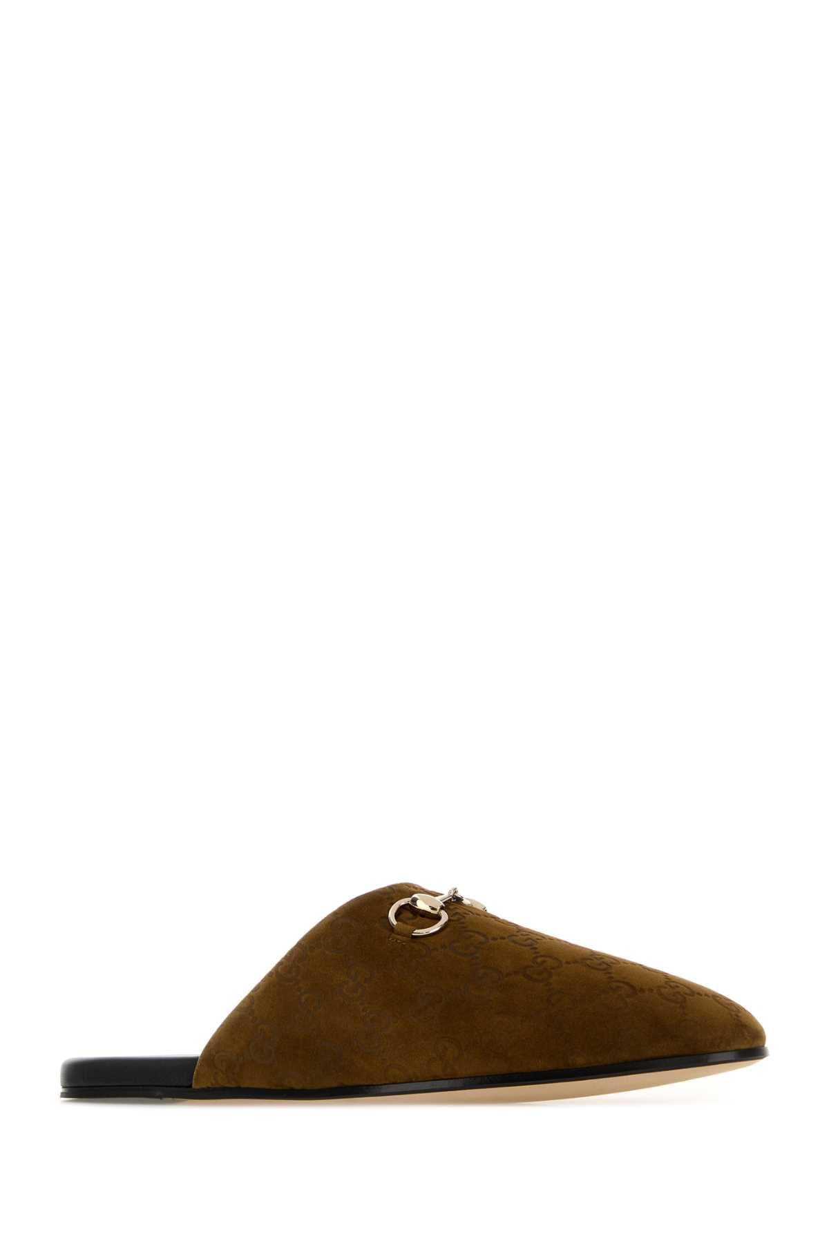 Gucci Men Camel Suede Slippers GUCCI