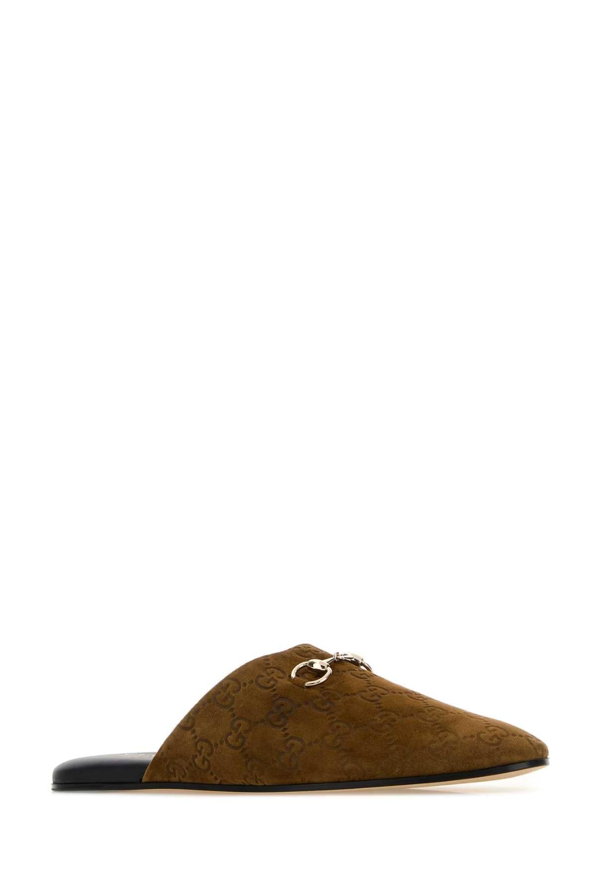 Gucci Women Camel Suede Slippers GUCCI