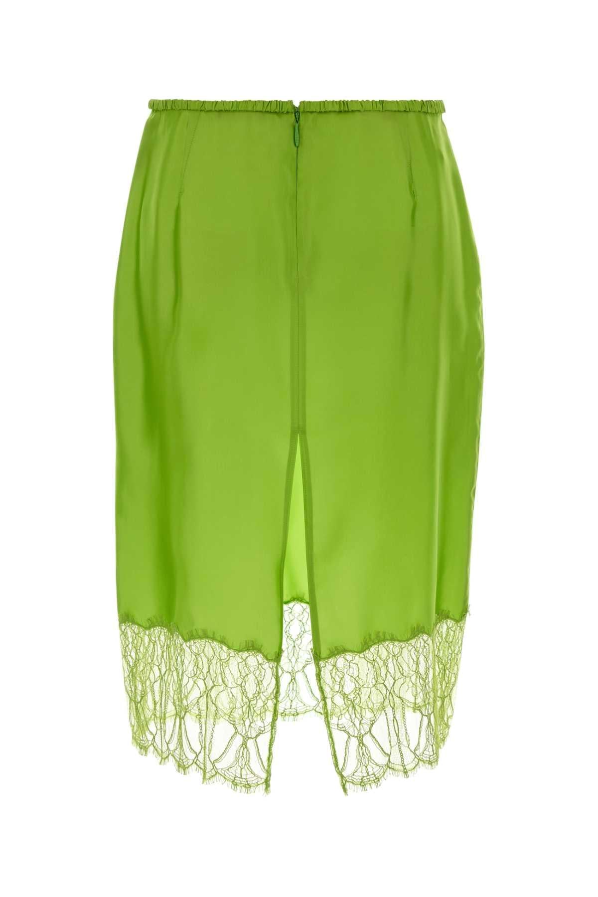 Gucci Women Fluo Green Satin Skirt GUCCI