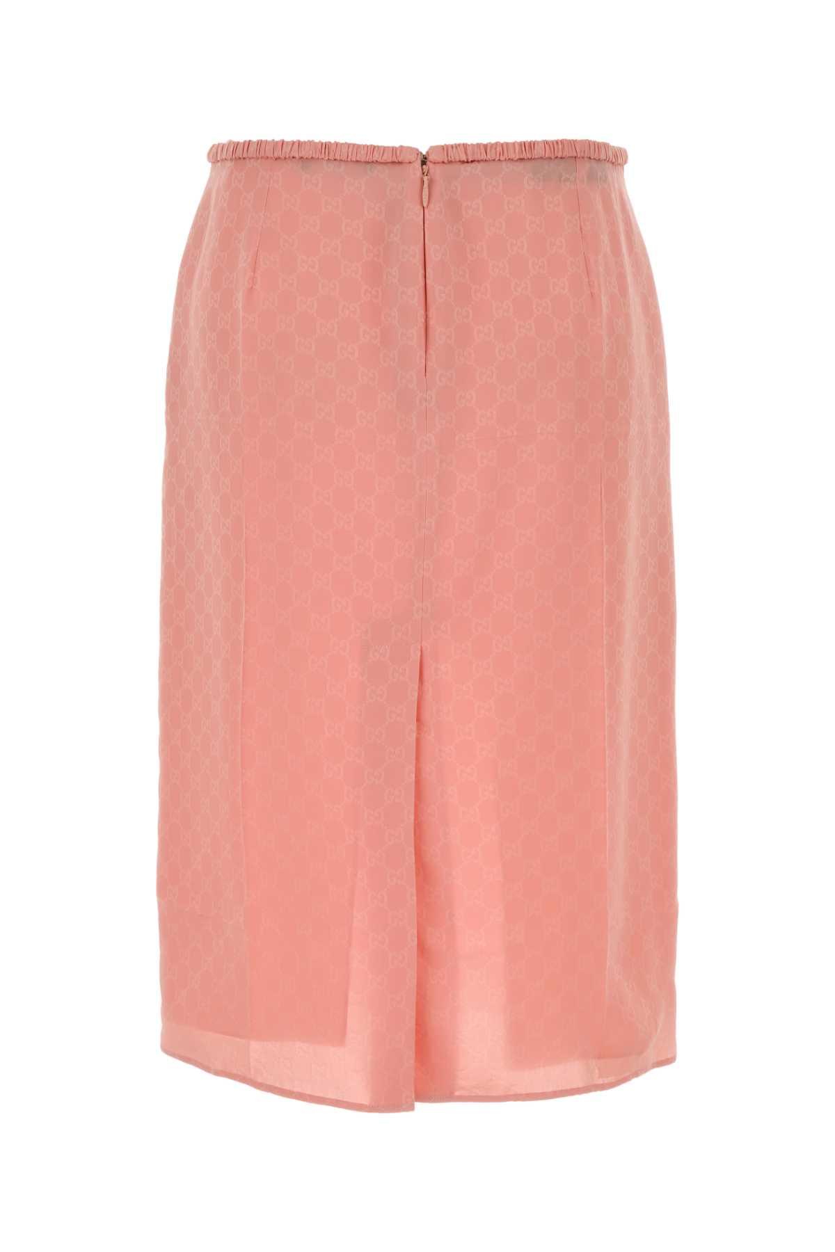 Gucci Women Pink Gg Silk Skirt GUCCI