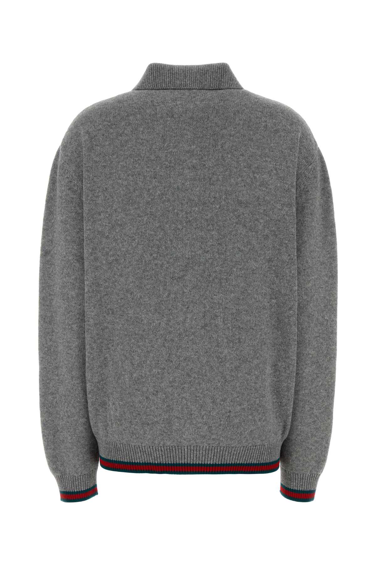 Gucci Women Grey Wool Blend Oversize Cardigan GUCCI