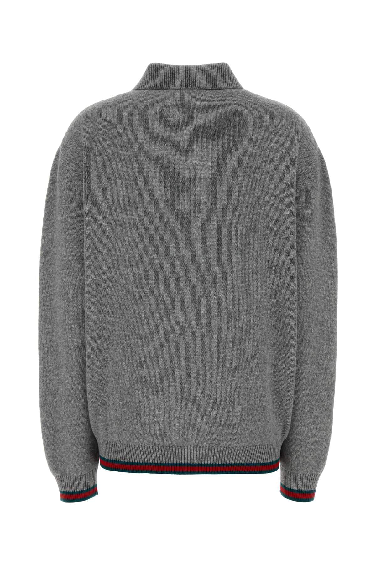 Gucci Women Grey Wool Blend Oversize Cardigan GUCCI
