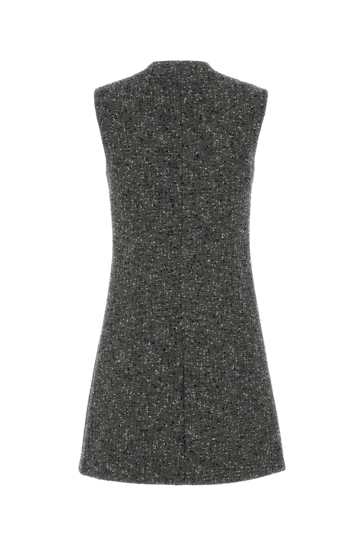 Gucci Women Melange Grey Wool Blend Mini Dress GUCCI