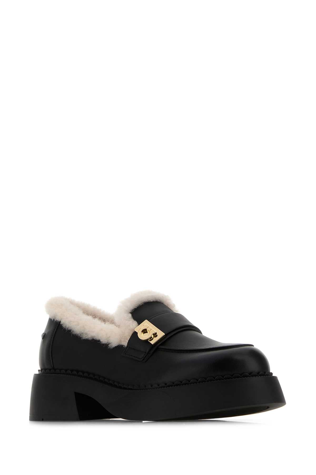 Salvatore Ferragamo Women Black Leather Caminia Loafers FERRAGAMO