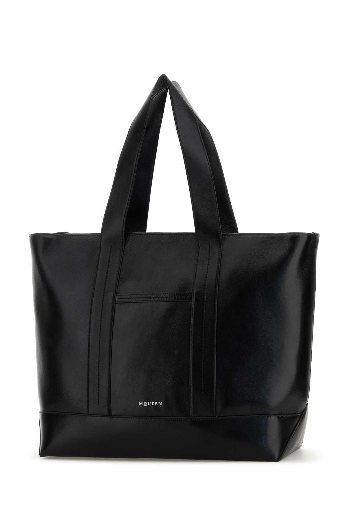 Alexander Mcqueen Men Black Leather Shopping Bag ALEXANDER MCQUEEN