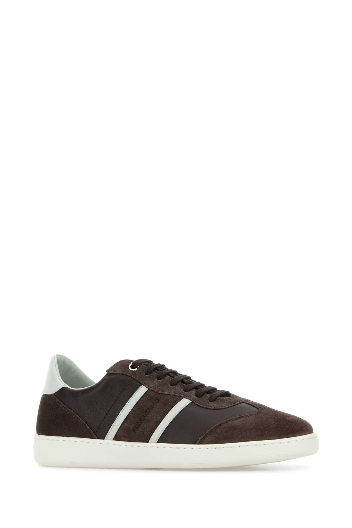 Salvatore Ferragamo Men Dark Brown Suede And Leather Achille Sneakers FERRAGAMO