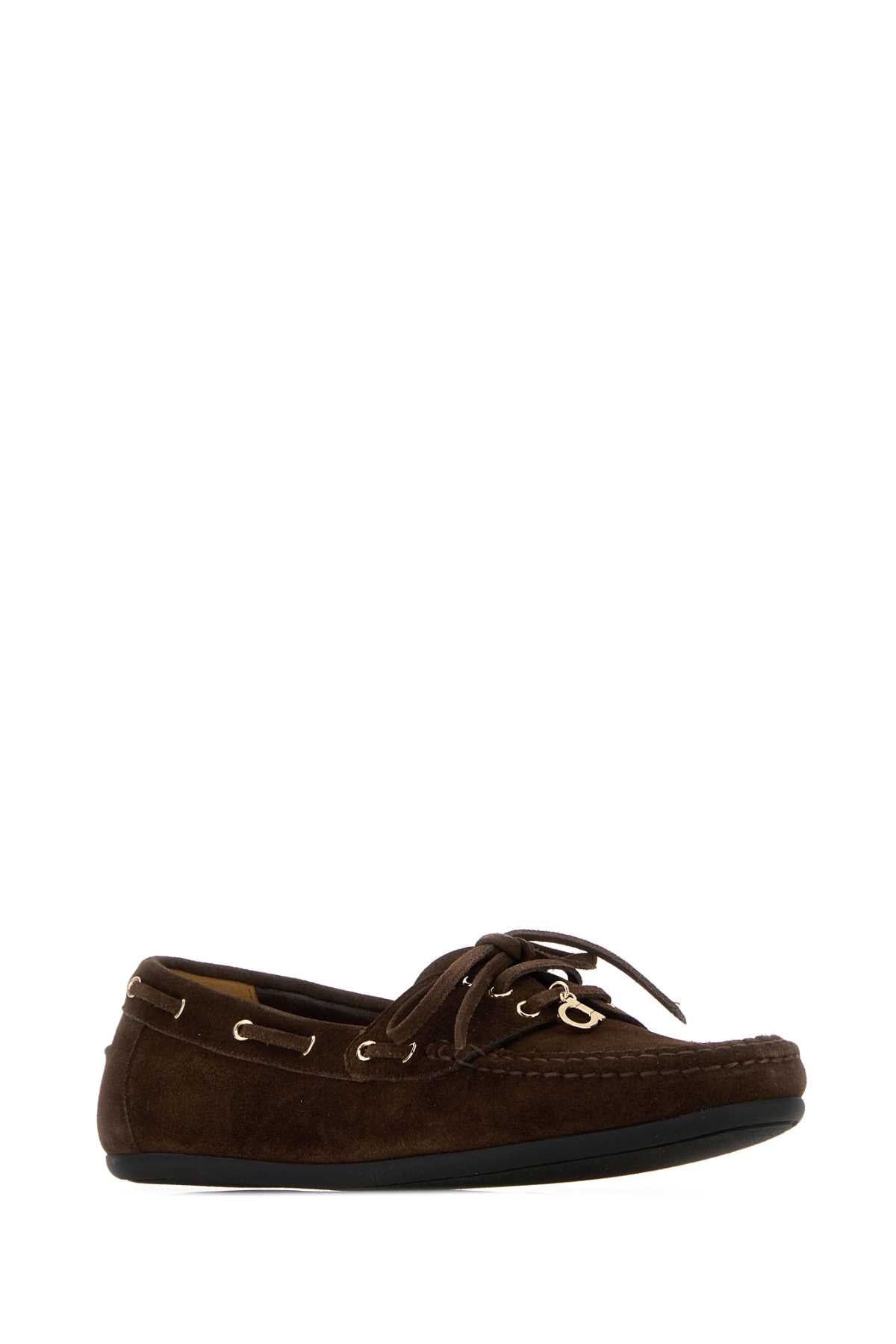 Salvatore Ferragamo Women Dark Brown Suede Flippy Loafers FERRAGAMO