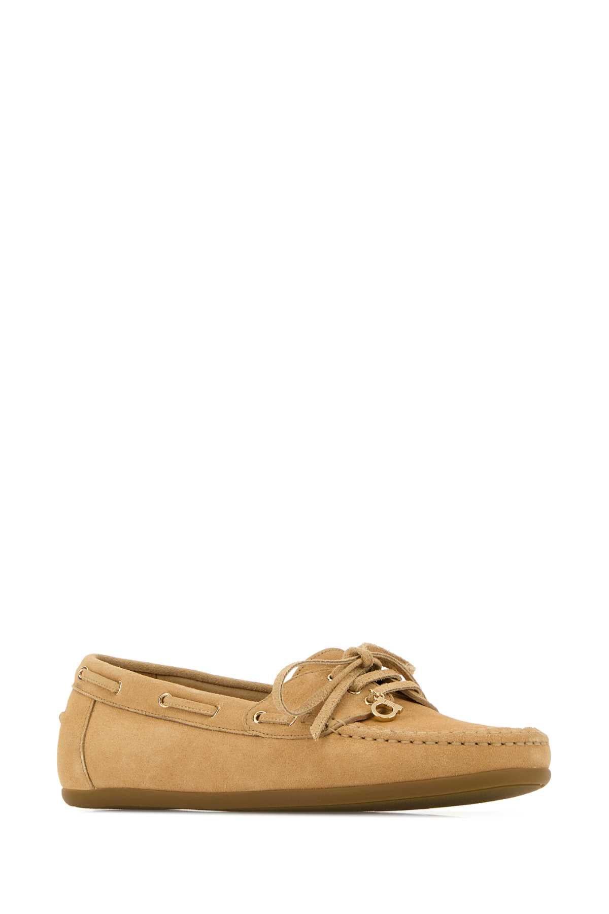 Salvatore Ferragamo Women Beige Suede Flippy Loafers FERRAGAMO