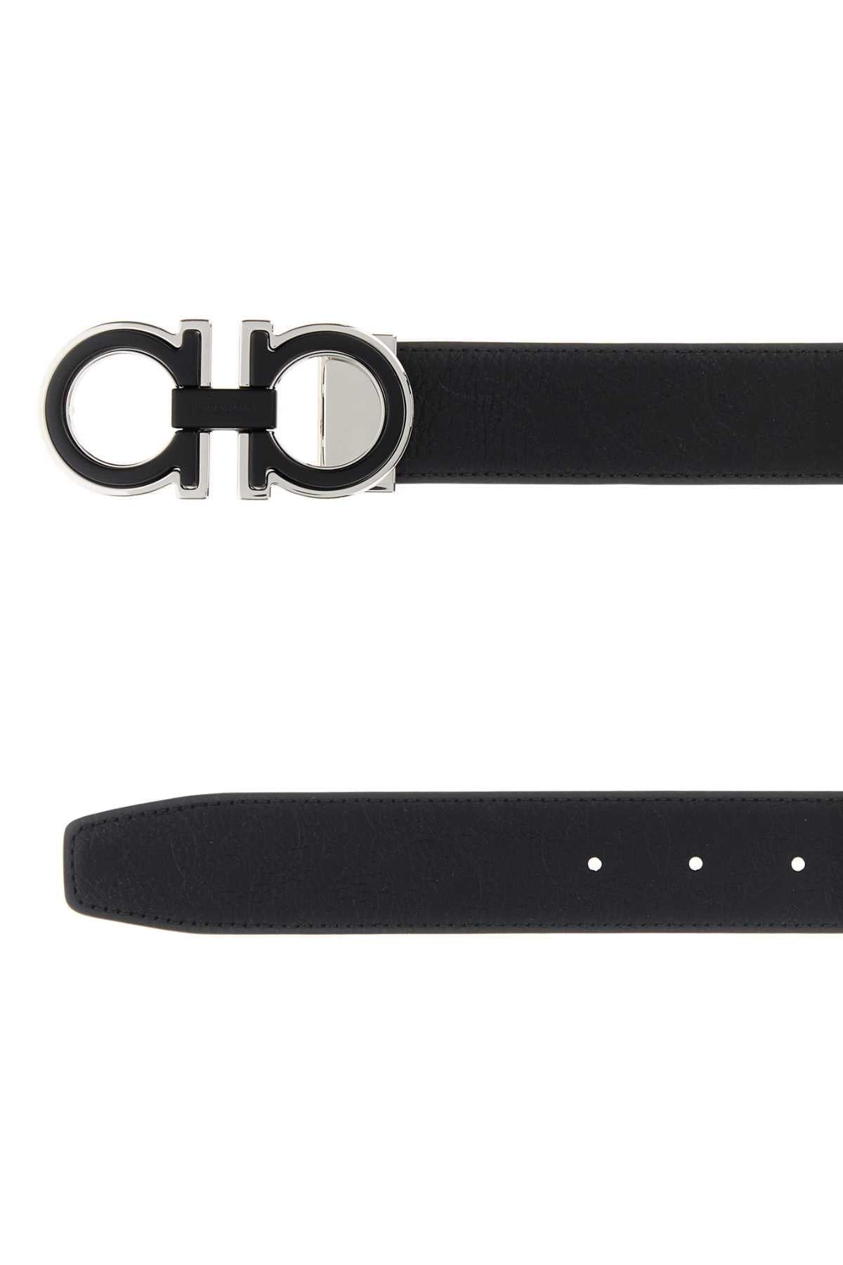 Salvatore Ferragamo Men Black Leather Reversible Belt FERRAGAMO