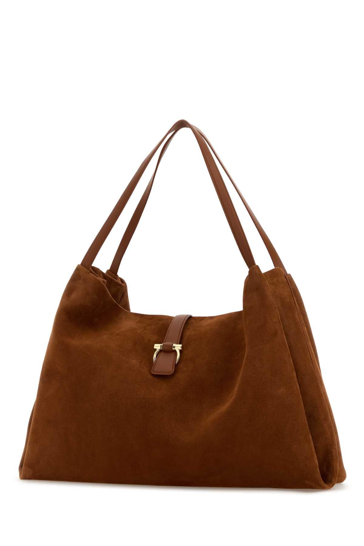 Salvatore Ferragamo Women Caramel Suede Shopping Bag FERRAGAMO