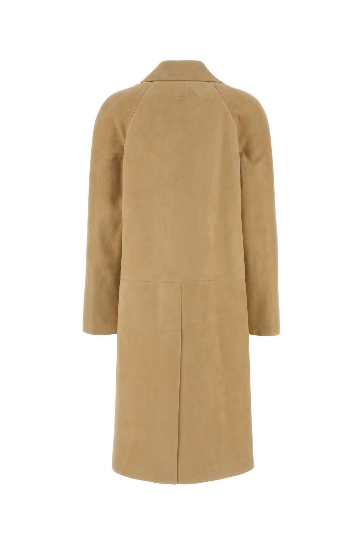 Salvatore Ferragamo Women Beige Suede Coat FERRAGAMO