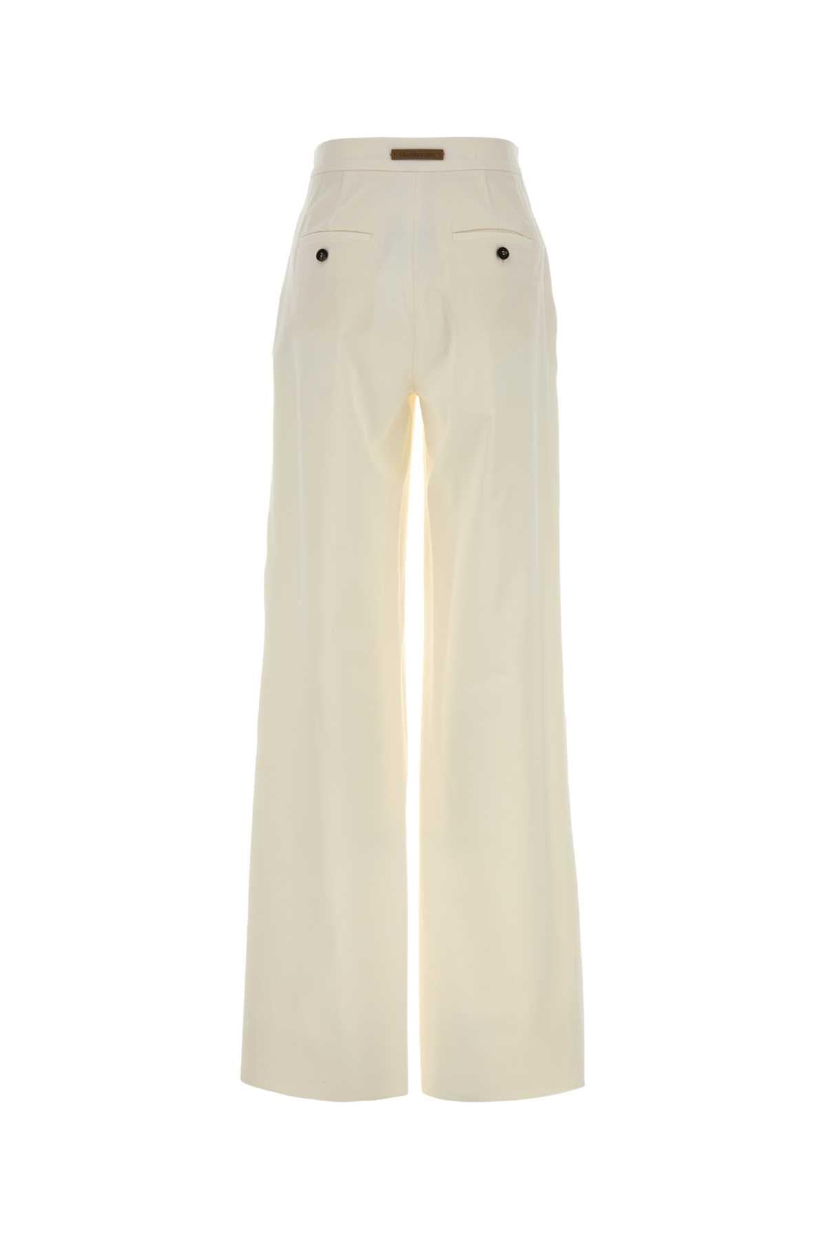 Max Mara Women White Stretch Cotton Dentice Wide-Leg Pant MAX MARA