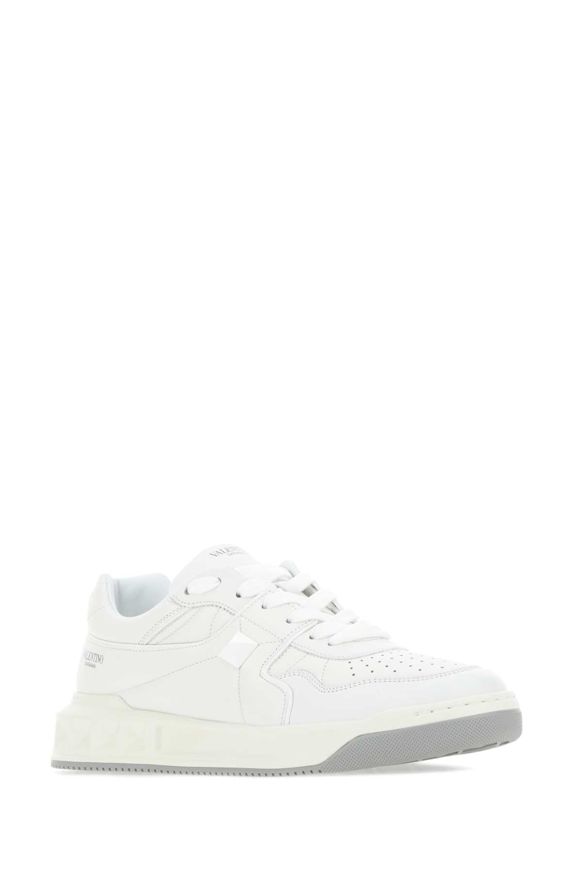 Valentino Garavani Men White Nappa Leather One Stud Sneakers VALENTINO GARAVANI
