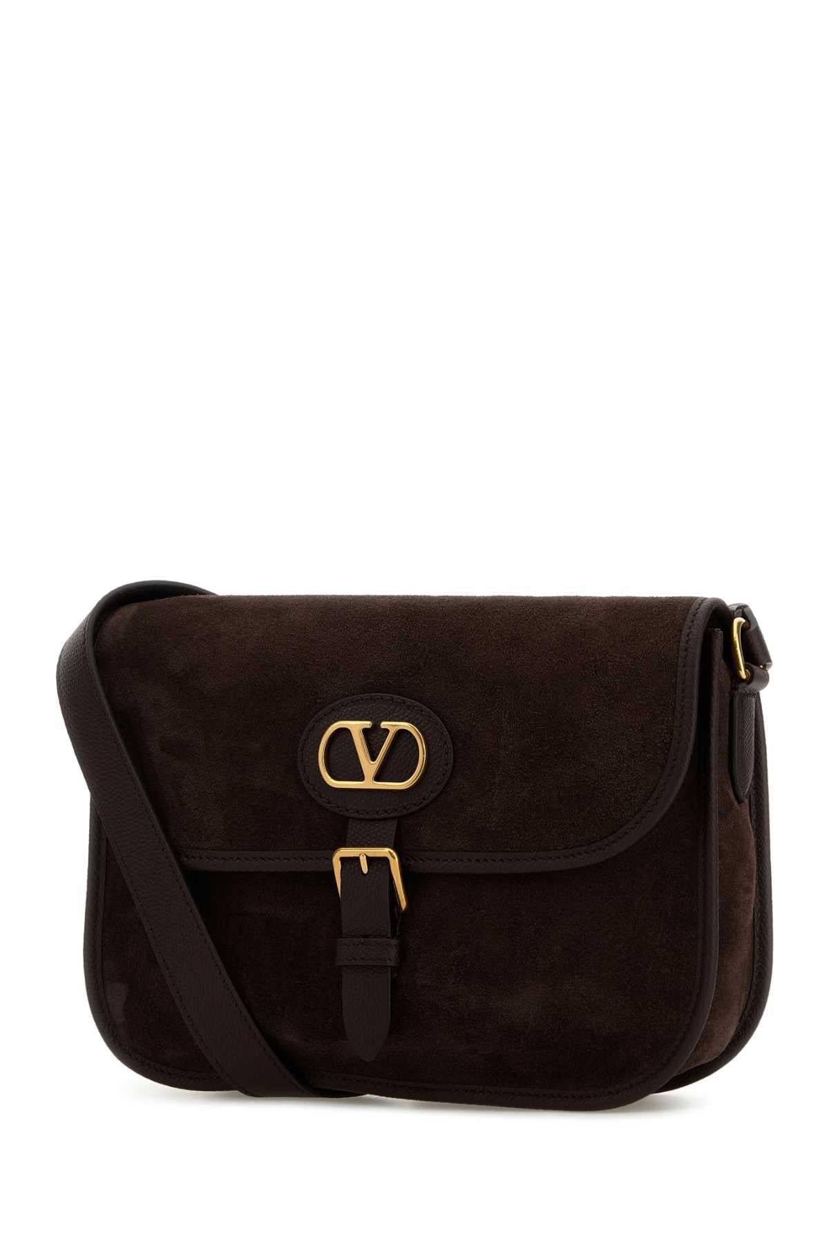 Valentino Garavani Men Brown Suede Antibes Crossbody Bag
