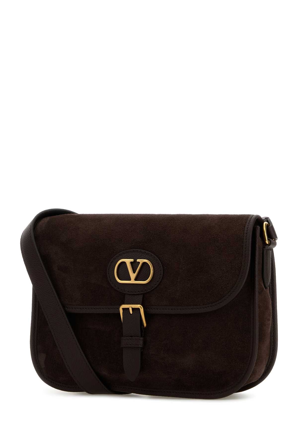 Valentino Garavani Men Brown Suede Antibes Crossbody Bag VALENTINO GARAVANI