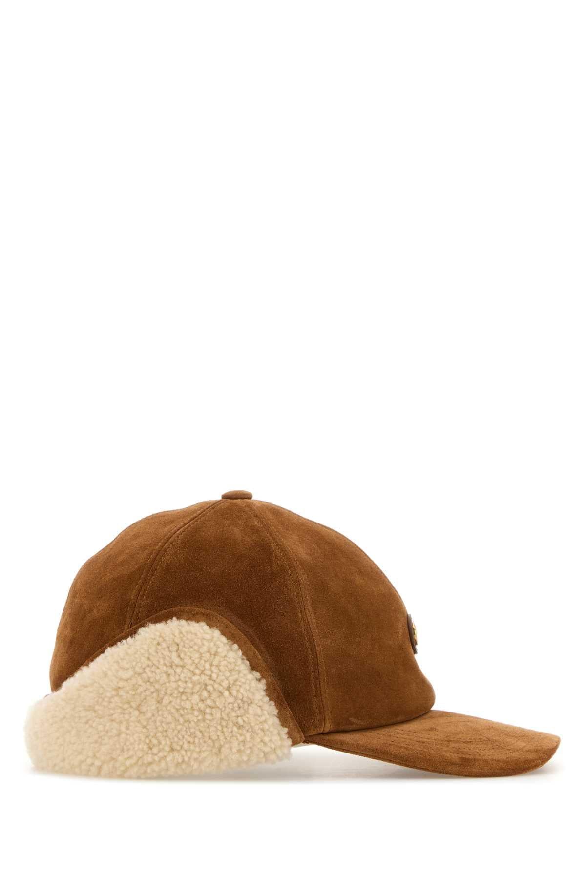Valentino Garavani Men Caramel Suede Baseball Cap VALENTINO GARAVANI