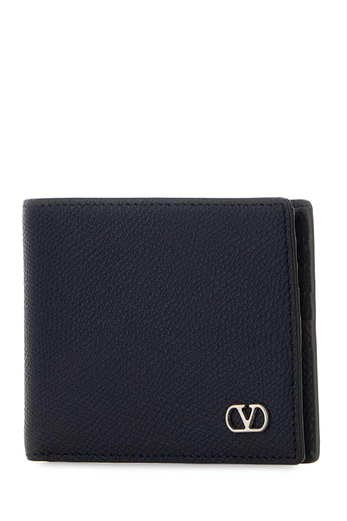 Valentino Garavani Men Midnight Blue Leather Vlogo Signature Wallet VALENTINO GARAVANI