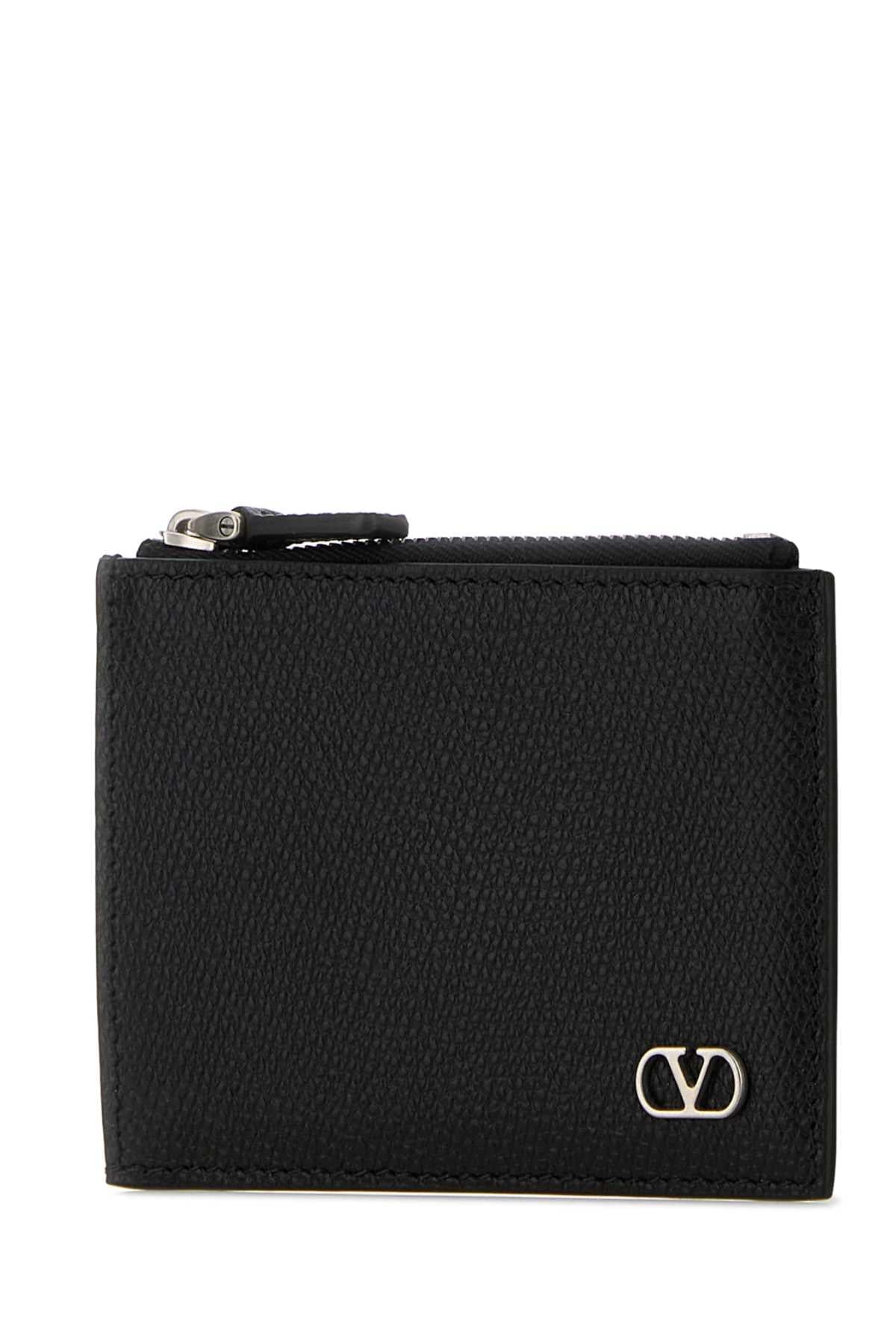 Valentino Garavani Men Black Leather Coin Purse VALENTINO GARAVANI
