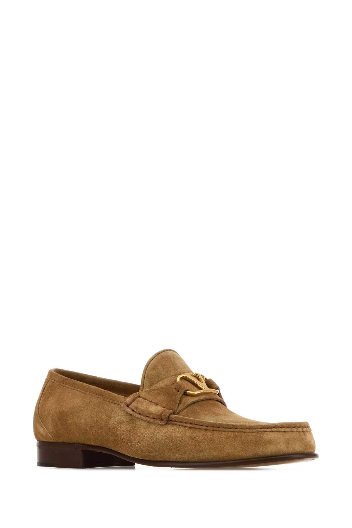 Valentino Garavani Men Camel Suede Loafers VALENTINO GARAVANI